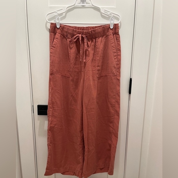 Womens Wide Leg Trousers Size M Old Rose Elastic Waist Pull on - Picture 1 of 6